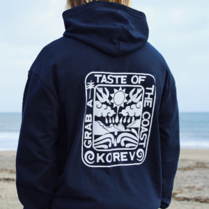 ‘OPEN HORIZONS’ KOREV HOODIE IN NAVY